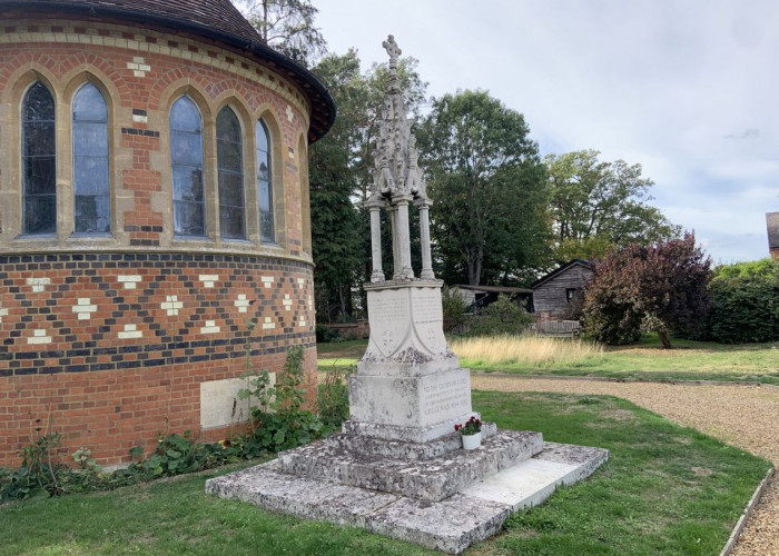 Shrub, Memorial at Arts And Crafts Style Victorian Church For Filming, Hertfordshire