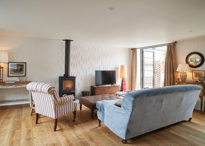 Livingroom, Fireplace at Recently Renovated One Bedroom Bungalow For Filming, Norfolk