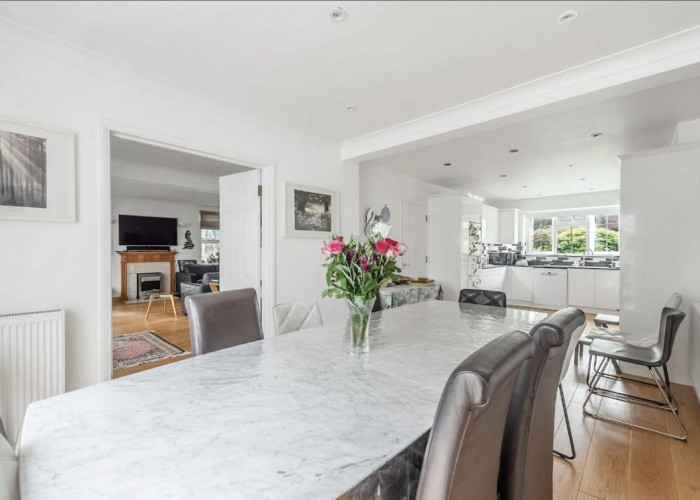 Kitchen With Table at Detached Home Across Three Floors For Filming, London