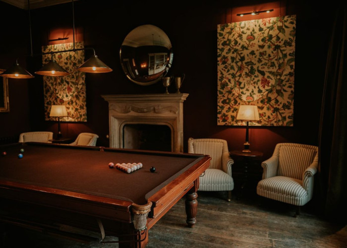 Billiard table, Billiard room at Majestic Grade II Listed Manor House For Filming, Somerset