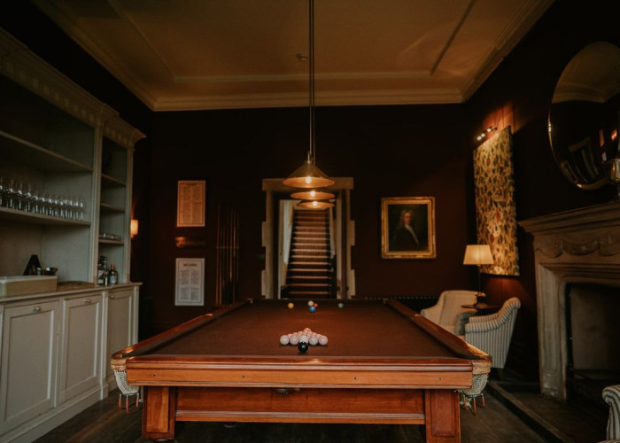 Billiard table, Pool at Majestic Grade II Listed Manor House For Filming, Somerset