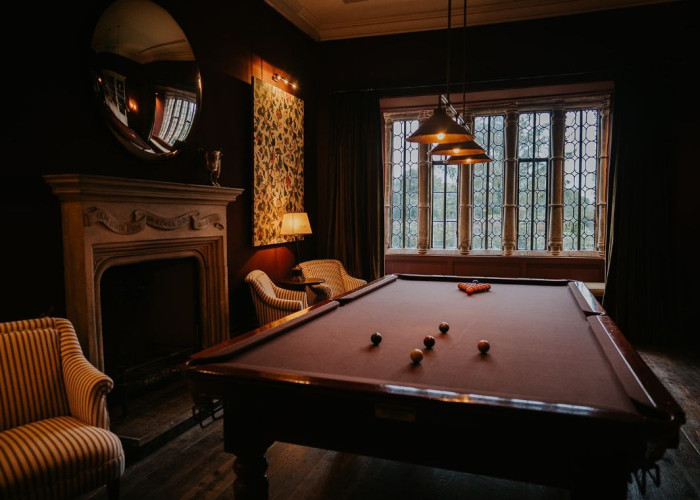 Games Room, Fireplace at Majestic Grade II Listed Manor House For Filming, Somerset