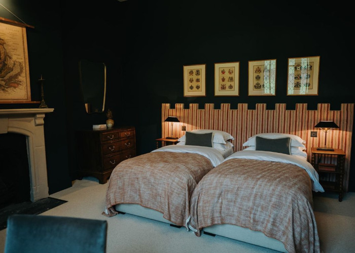 Bedroom (Twin Beds) at Majestic Grade II Listed Manor House For Filming, Somerset