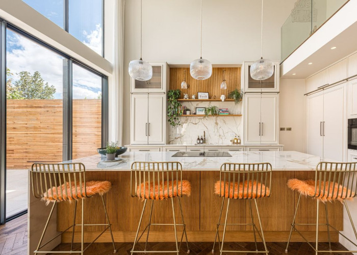 Furniture, Kitchen at Sleek New Build In London For Filming, London