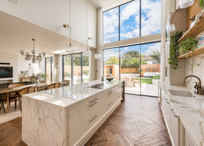 Kitchen (With Island), Kitchen (Modern), Kitchen With Table, Kitchen (White units), Kitchen (Electric/Induction Hob) at Sleek New Build In London For Filming, London