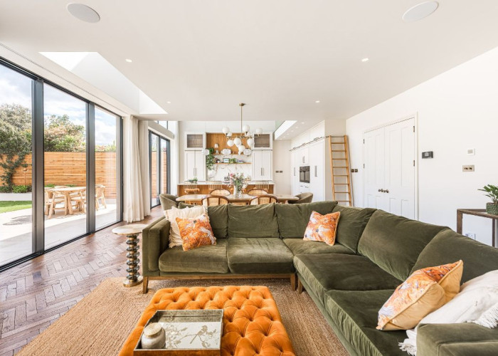 Couch, Flooring at Sleek New Build In London For Filming, London