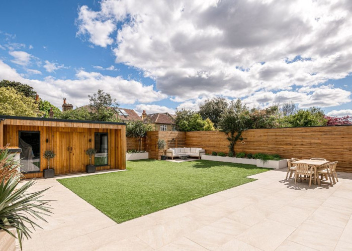 Garden, Flooring at Sleek New Build In London For Filming, London