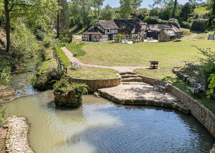 Lake / Pond at Contemporary 16th Century Black And White House For Filming, West Sussex