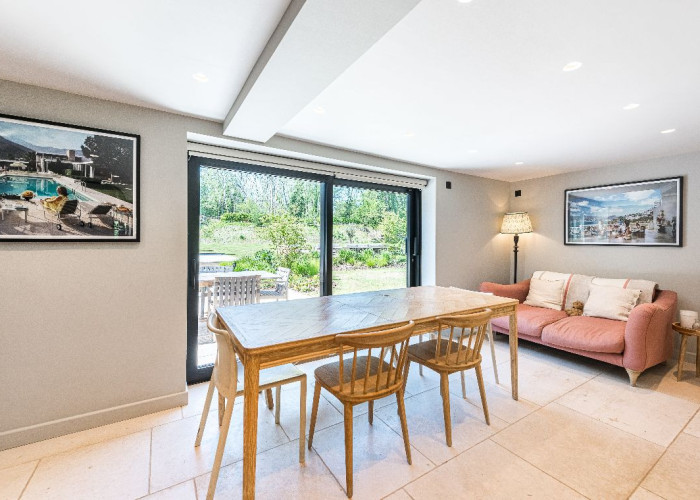 Diningroom at Contemporary 16th Century Black And White House For Filming, West Sussex