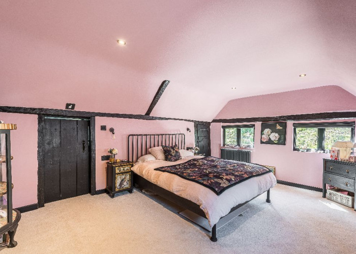 Bedroom (Double) at Contemporary 16th Century Black And White House For Filming, West Sussex