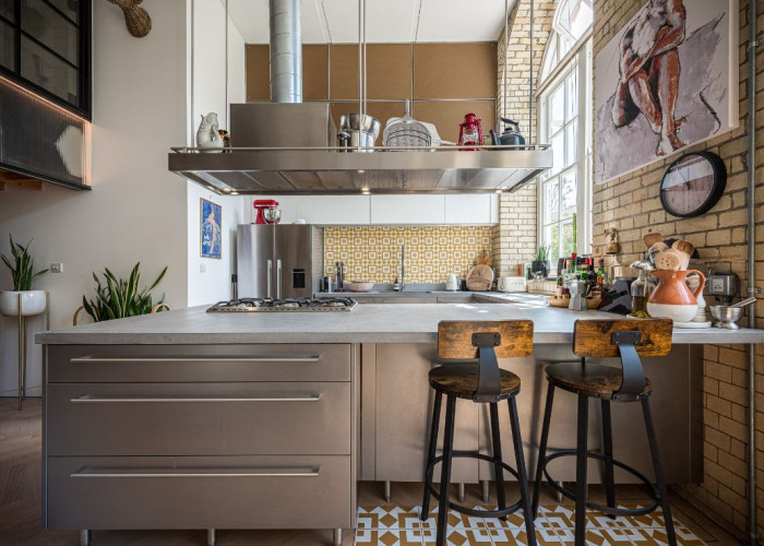 Furniture, Kitchen at A 1900 Converted School Into Flat For Filming, London