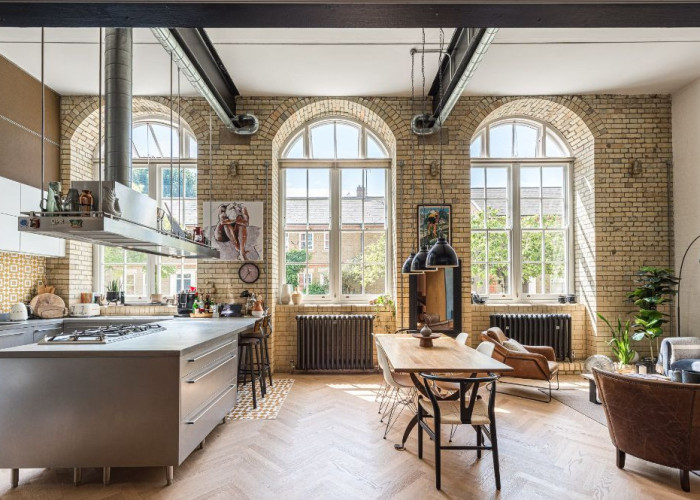 Furniture, Interior design at A 1900 Converted School Into Flat For Filming, London