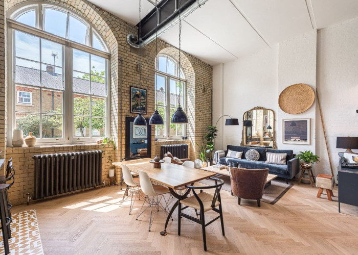 Furniture, Interior design at A 1900 Converted School Into Flat For Filming, London