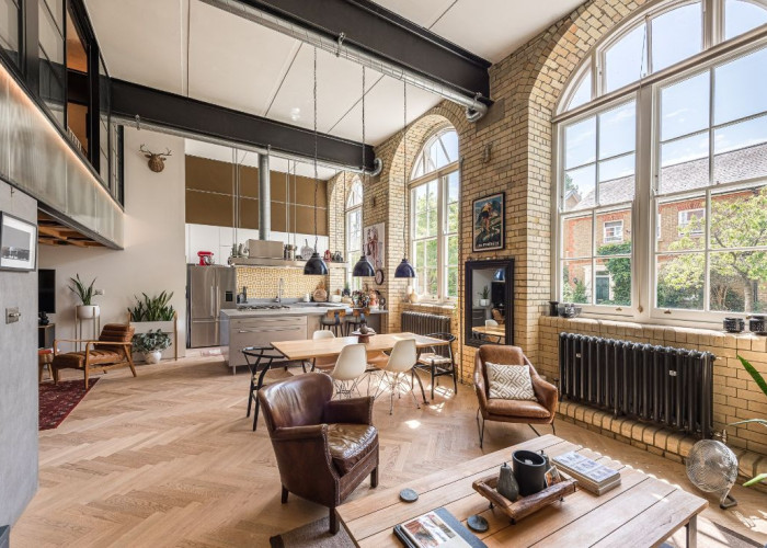 Furniture, Interior design at A 1900 Converted School Into Flat For Filming, London