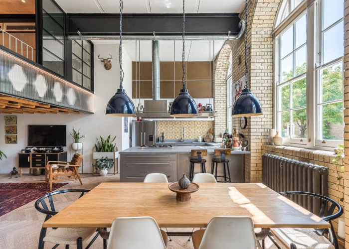 Furniture, Interior design at A 1900 Converted School Into Flat For Filming, London