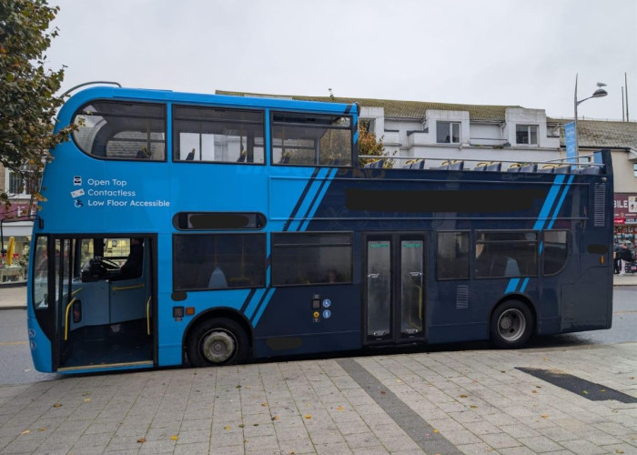 Bus / Coach at Distinctive Blue Double-Decker Open Top Bus For Filming, Essex