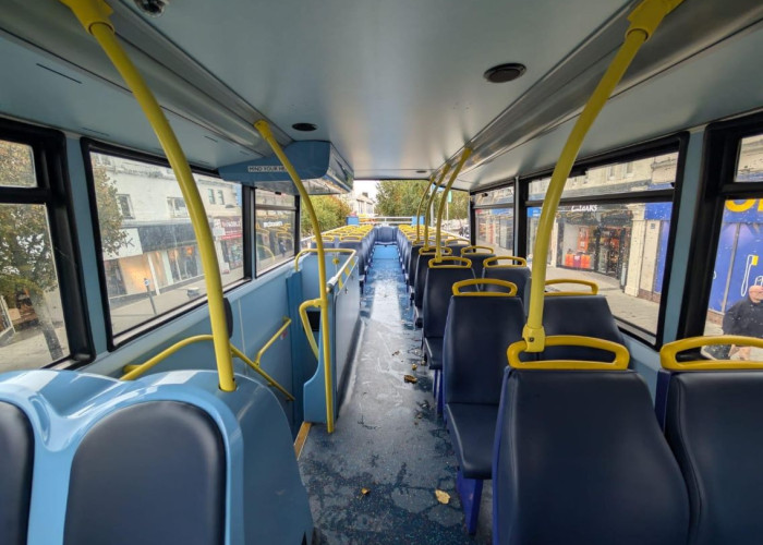 Bus, Mode of transport at Distinctive Blue Double-Decker Open Top Bus For Filming, Essex