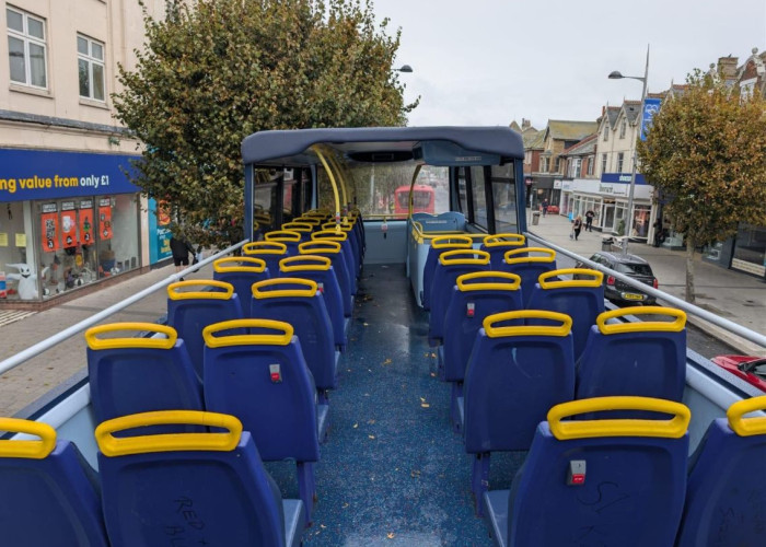 Bus, Mode of transport at Distinctive Blue Double-Decker Open Top Bus For Filming, Essex