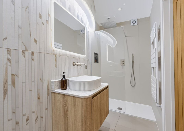Bathroom at Contemporary Hillside Home With Panoramic Views Across The Valley For Filming, Derbyshire