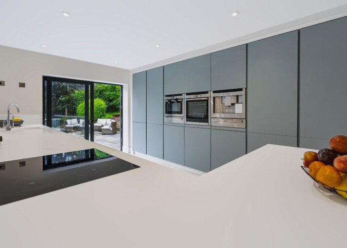 Kitchen, Wood at Contemporary Hillside Home With Panoramic Views Across The Valley For Filming, Derbyshire