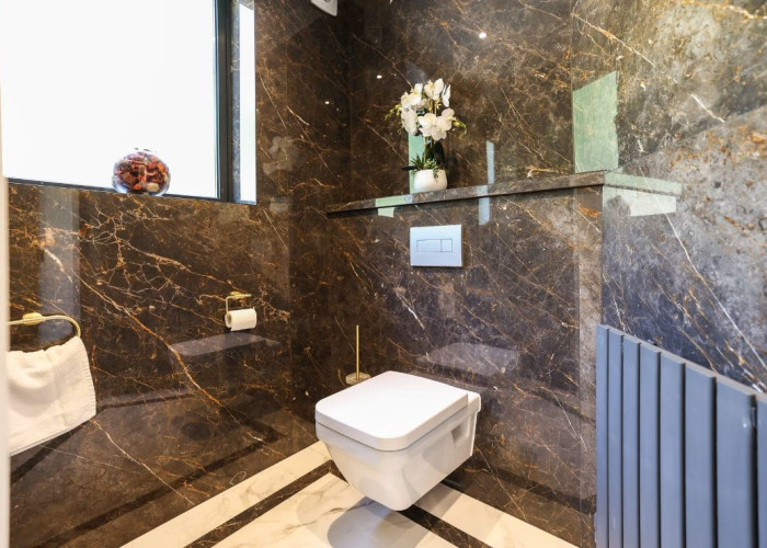Toilet at Contemporary Hillside Home With Panoramic Views Across The Valley For Filming, Derbyshire
