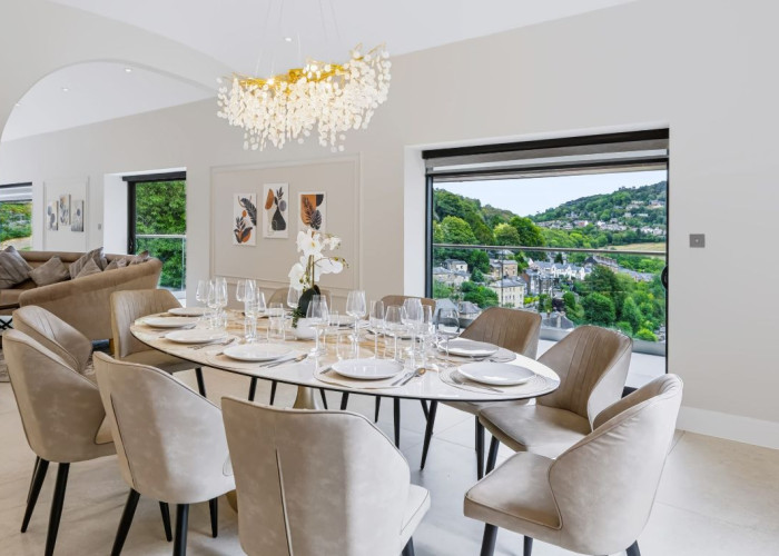 Diningroom at Contemporary Hillside Home With Panoramic Views Across The Valley For Filming, Derbyshire