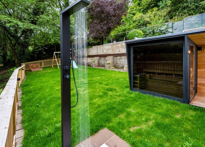 Garden at Contemporary Hillside Home With Panoramic Views Across The Valley For Filming, Derbyshire
