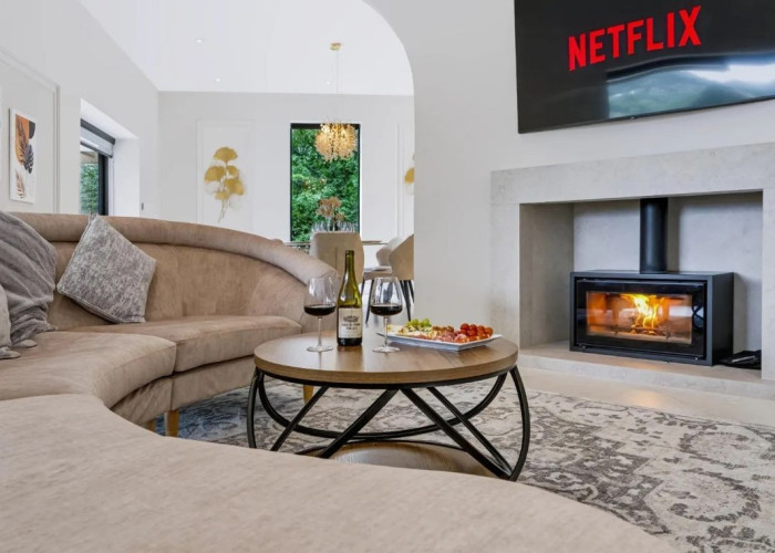 Livingroom at Contemporary Hillside Home With Panoramic Views Across The Valley For Filming, Derbyshire