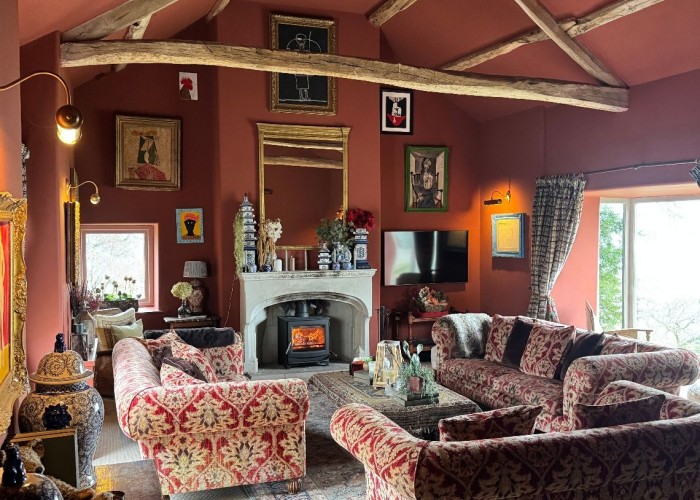 Livingroom, Fireplace at Large Five Bedroom Farmhouse For Filming, Cumbria