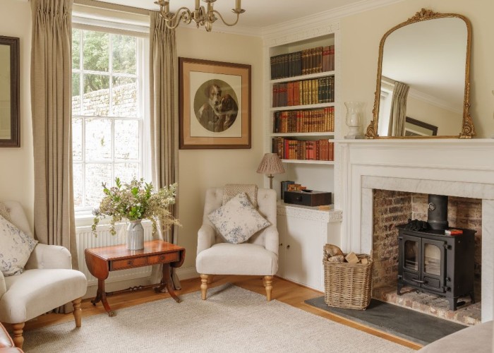 Fireplace at Elegant Georgian Manor House Set Within Beautiful Walled Gardens For Filming, Hertfordshire