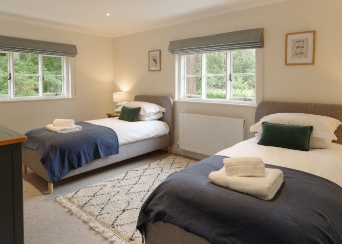 Bedroom (Twin Beds) at Elegant Georgian Manor House Set Within Beautiful Walled Gardens For Filming, Hertfordshire