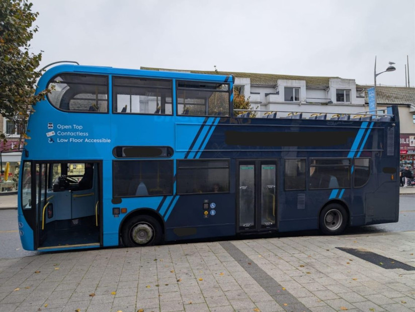 Bus / Coach at Distinctive Blue Double-Decker Open Top Bus For Filming, Essex