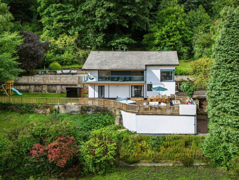 Plants, House at Contemporary Hillside Home With Panoramic Views Across The Valley For Filming, Derbyshire