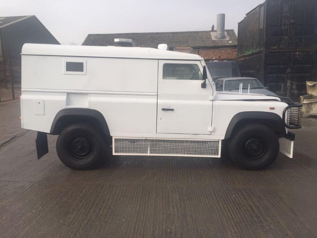 Film Vehicle: Landrover Defender Riot Police Van Available For Filming